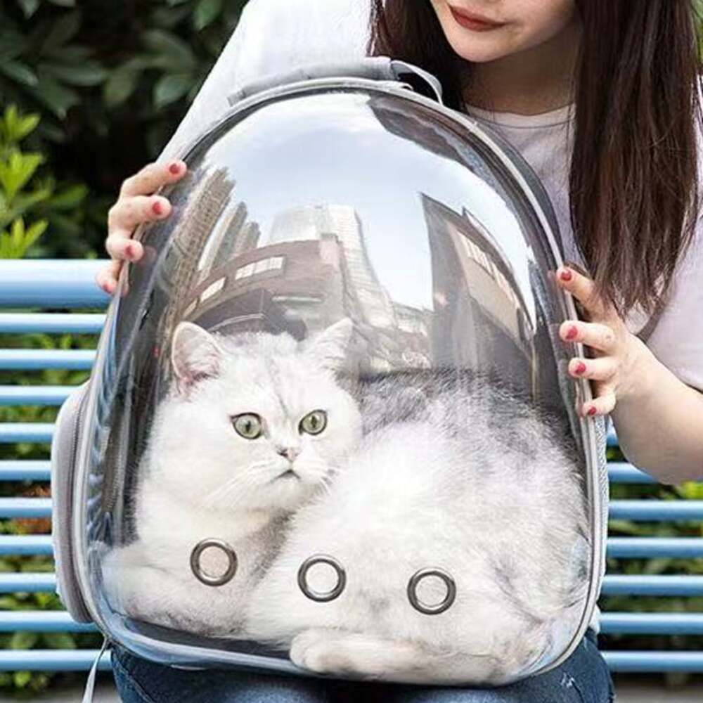 Space Capsule Pet Carrier Backpack, Grey – for Cats & Small Dogs